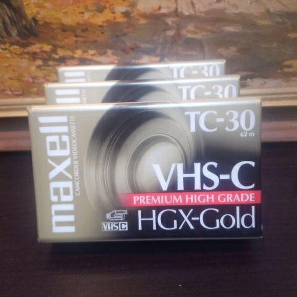 📼 🆕 VHS-C Maxell HGX Gold VHS-C Camcorder Cassette Tapes 📺 LOT of 3 Vintage - Picture 2 of 5